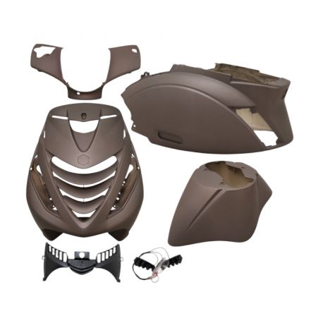 BODY KIT -POWER1 SP - Piaggio ZIP 2000/ Rjava mat (6 delni set) / z led osvetlitvijo sprednje maske