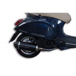 IZPUH - MALOSSI RX, Black Edition, za Vespa Primavera/Sprint 125-150ccm i.e. 3V 4T AC aluminium silencer, barva: Črna, e-norm,